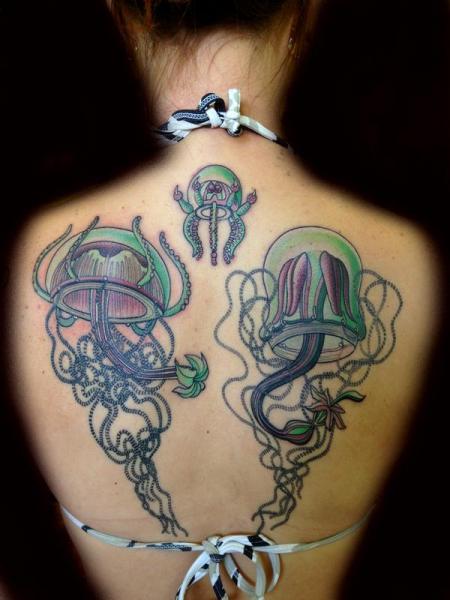 Tentacles Jellyfishes tattoo by Transcend Tattoo on Back