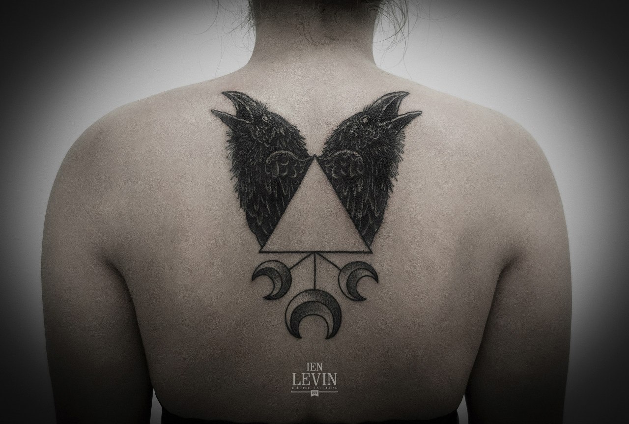 Three Moons Triangle Ravens Dotwork tattoo by Ien Levin - Best Tattoo Ideas  Gallery
