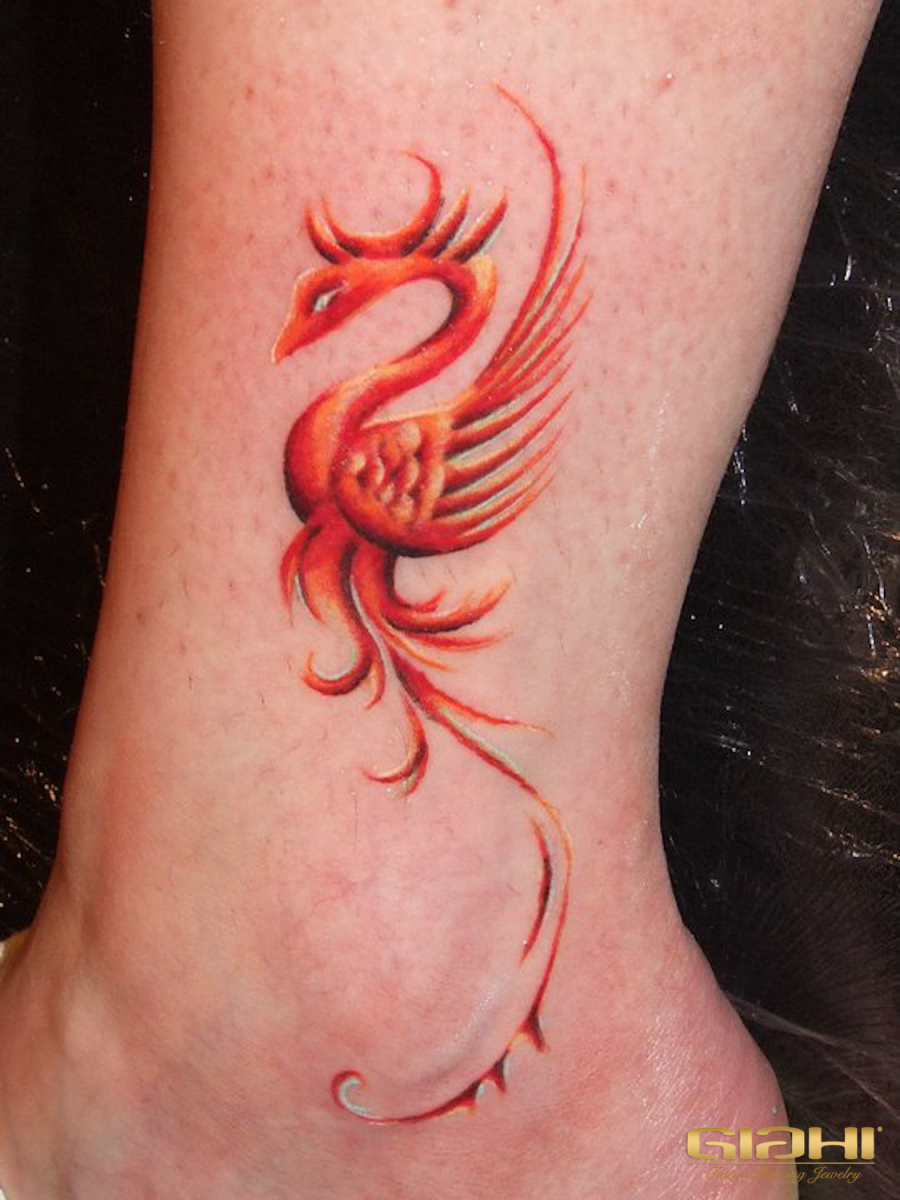 Tiny Foot Red Phoenix tattoo by Szilard