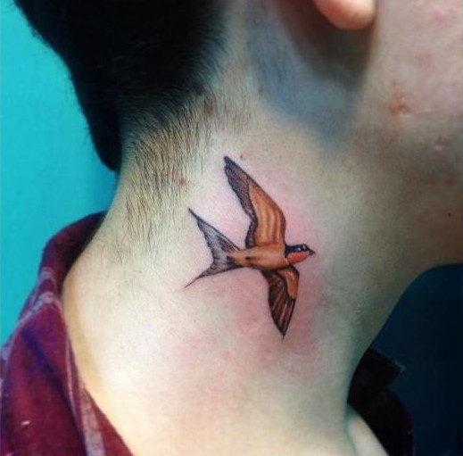 Tiny Swallow Neck tattoo by Resul Odabaş