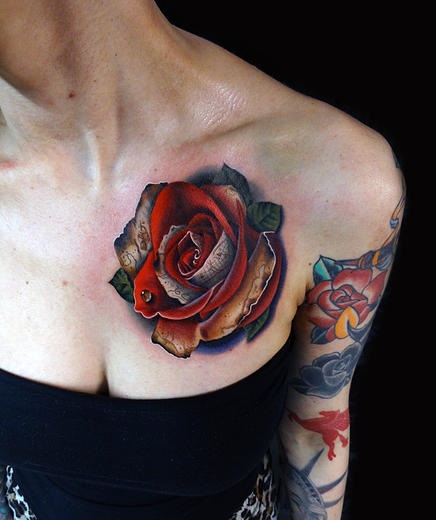 Treasure Map Rose Tattoo By Andres Acosta Best Tattoo Ideas Gallery