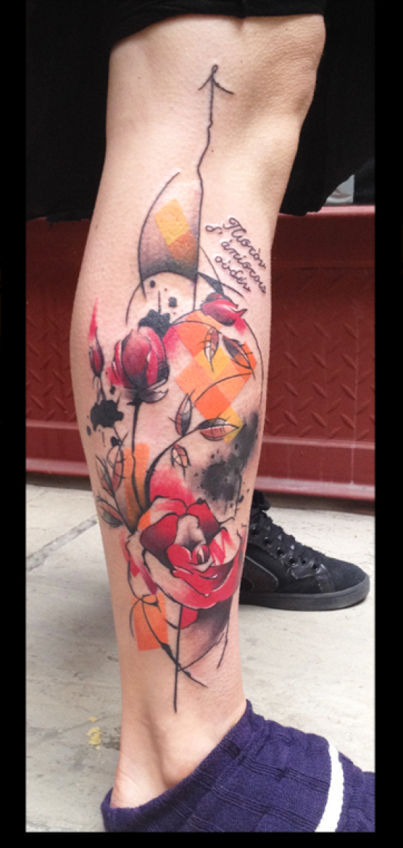Tulip Red Rose Trash Polka tattoo by Live Two
