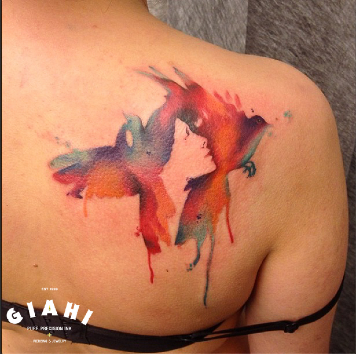 Water Color Paint Birds tattoo by Roony