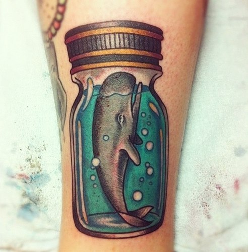 Whale in Can Nautical tattoo