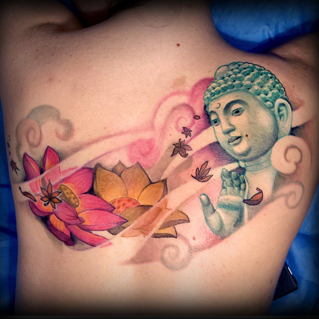 Wind Lotus and Buddha tattoo by Veronika Liddell - Best Tattoo Ideas Gallery