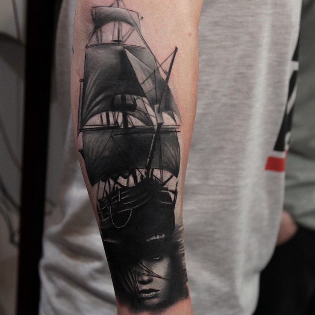 30 Cool Sailing Ship Tattoos.