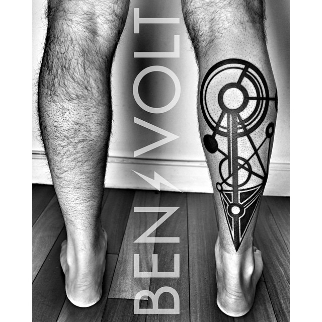 Blackwork Geometry Leg tattoo - Best Tattoo Ideas Gallery