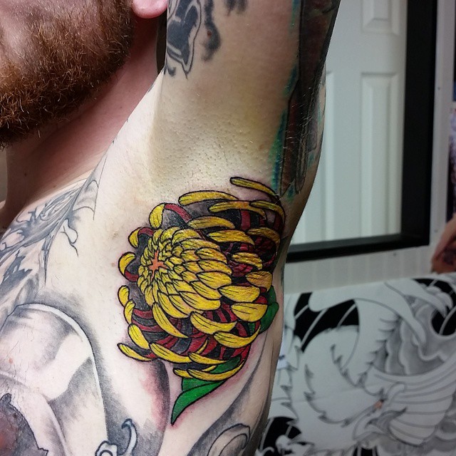 Cute Flower Arm Pit tattoo by Delan Canclini