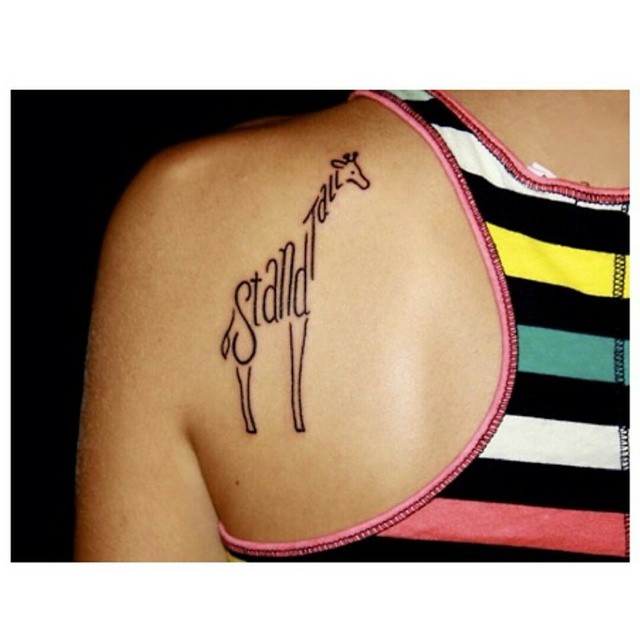 Giraffe Stand Tall Lettering tattoo