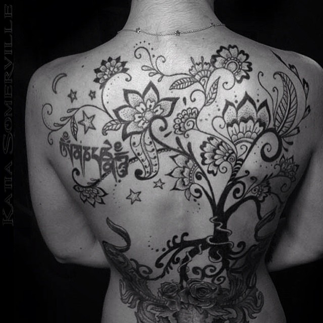 Nice Sacret Tree Back tattoo by Katia Somerville - Best Tattoo Ideas Gallery
