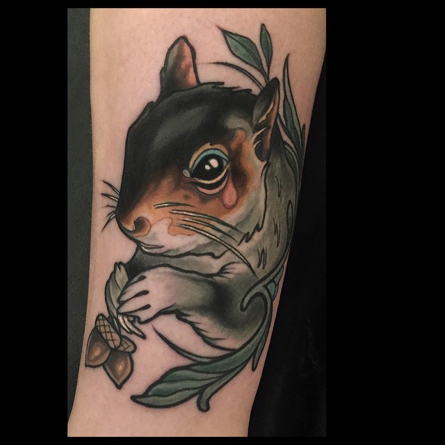 Pink Tear Squirrel tattoo by Brian Povak