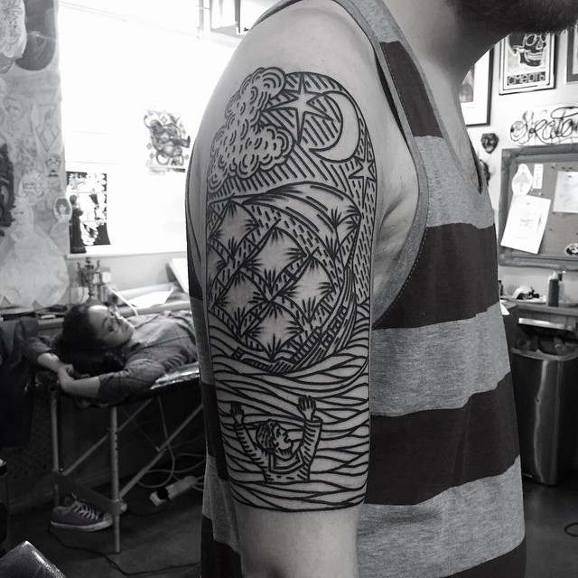 Sinking Man Shoulder tattoo
