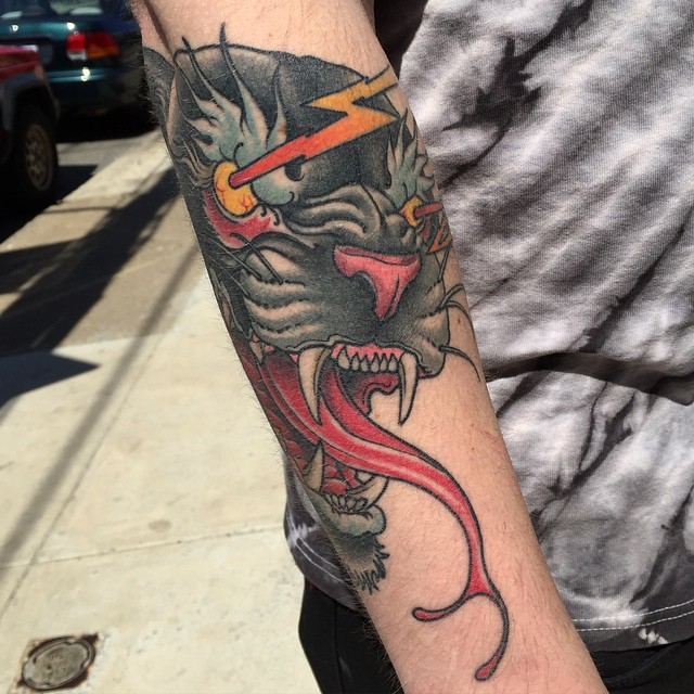 Snake Tongue Thunder Eyes Panther tattoo by Craig Gardyan