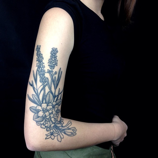 Arm Field Flowers Graphic tattoo