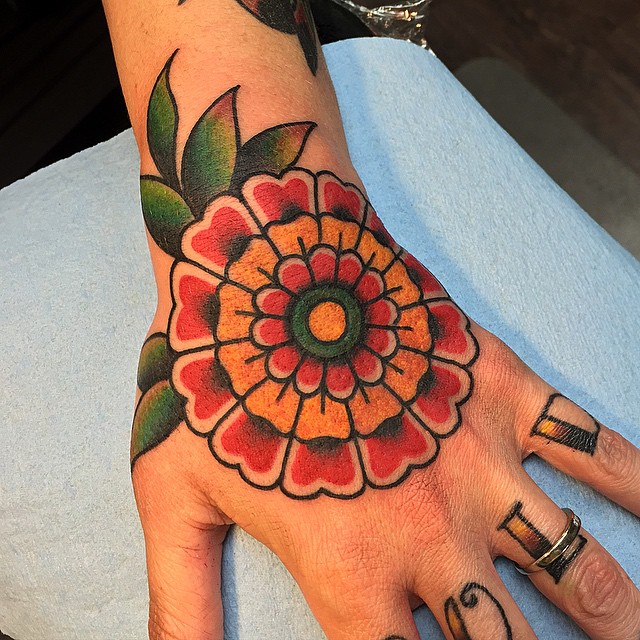  Floral Hand Tattoo
