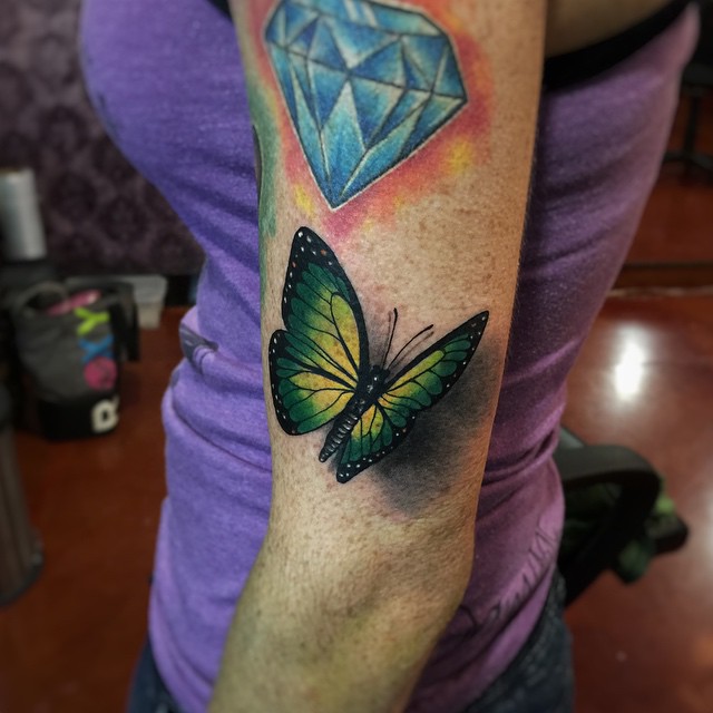 Green Butterfly 3D tattoo