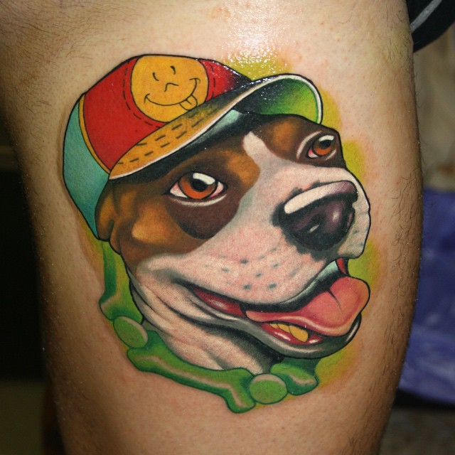 Happy Funny Dog tattoo