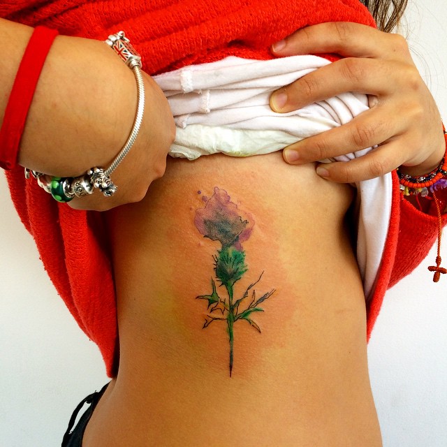 Little Watercolor Thistle tattoo - Best Tattoo Ideas Gallery