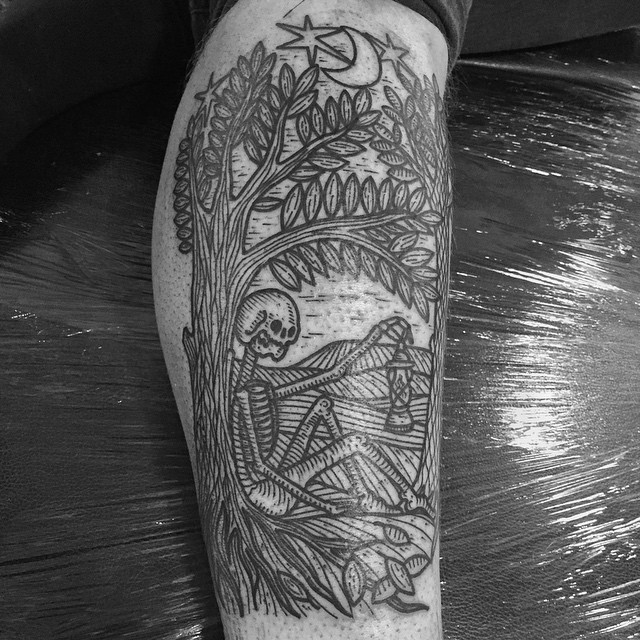 Lonely Under The Tree Skeleton tattoo