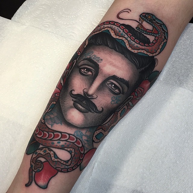 Man with Mustache Arm tattoo