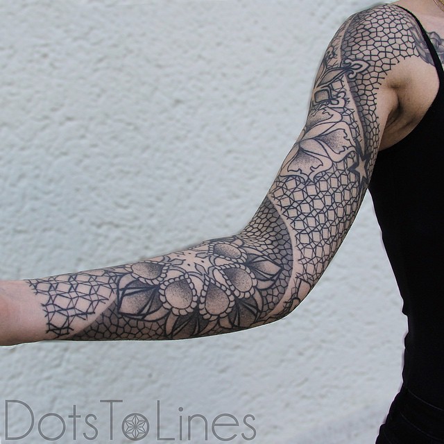 Mandala Patern Dotwork tattoo sleeve