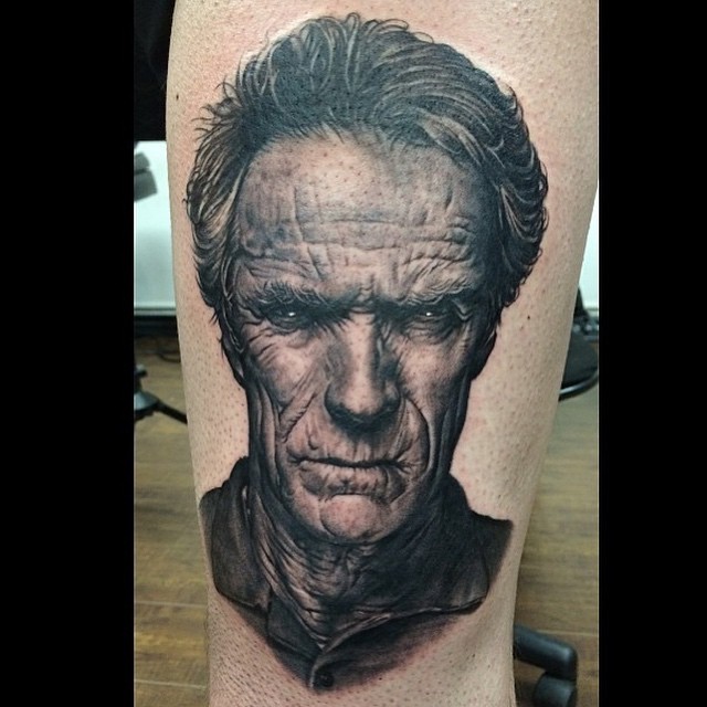 Realistic Clint Eastwood tattoo