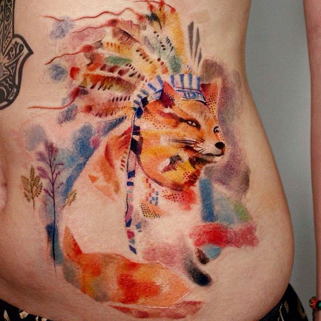 Southern America Fox Watercolor tattoo