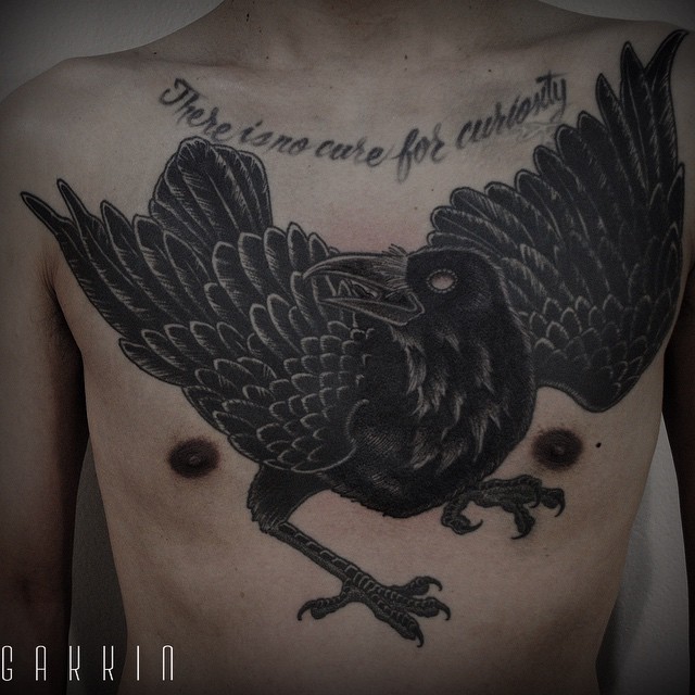 Black Raven Chest Tattoo