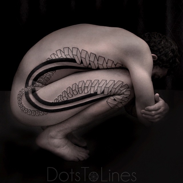 Body Geometry Lines Blackwork Tattoo
