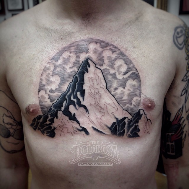Chest Mountain Tattoo