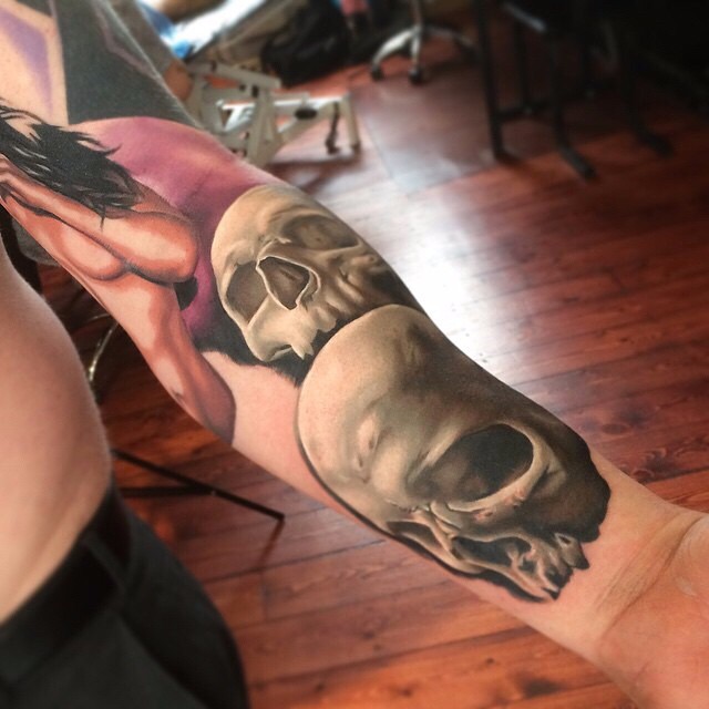 Clean White Skull tattoo on Arm