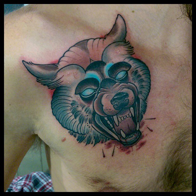 Collar Bone Rocker Wolf Tattoo - Best Tattoo Ideas Gallery