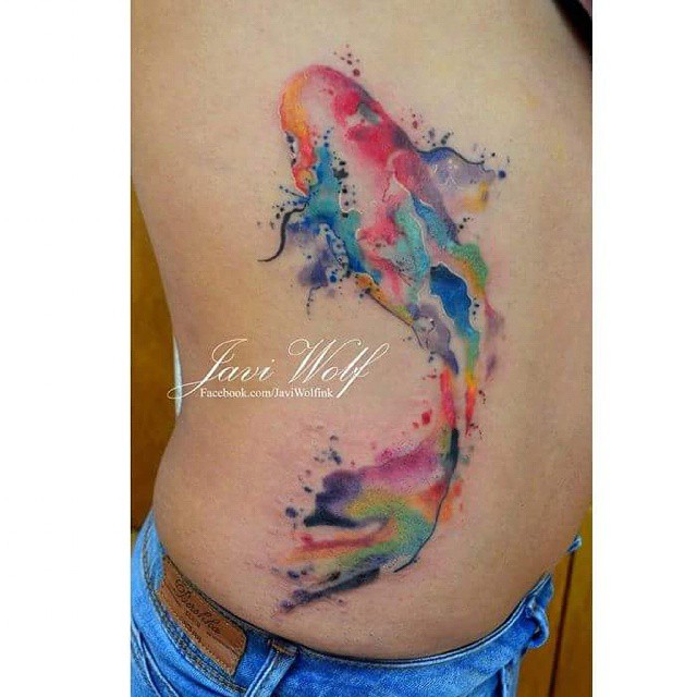Colorful Watercolor Fish Tattoo