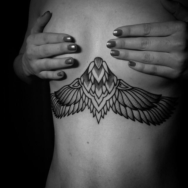 Dotwork Flower Wings Tattoo