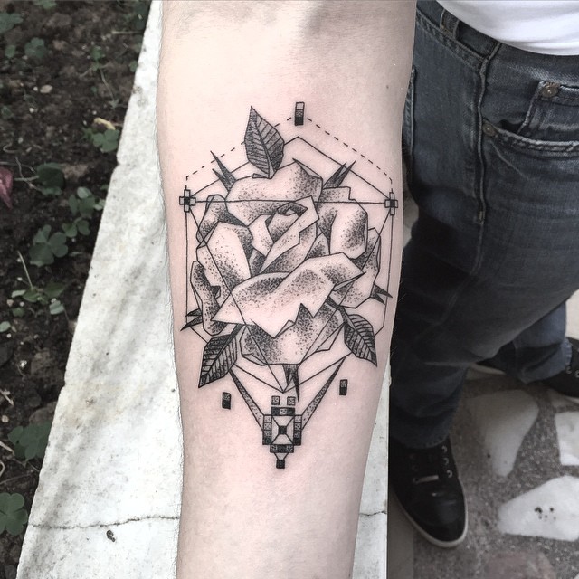 Flower in Cage Arm Tattoo