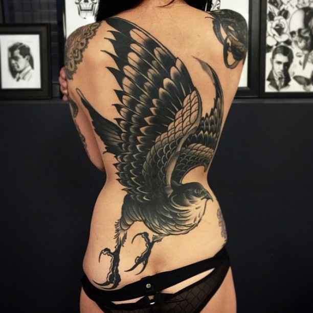 Graphic Full Back Hawk Tattoo