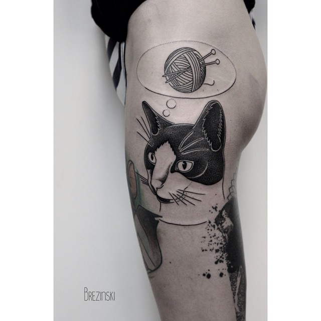 Kneet Ball Desire Cat Tattoo