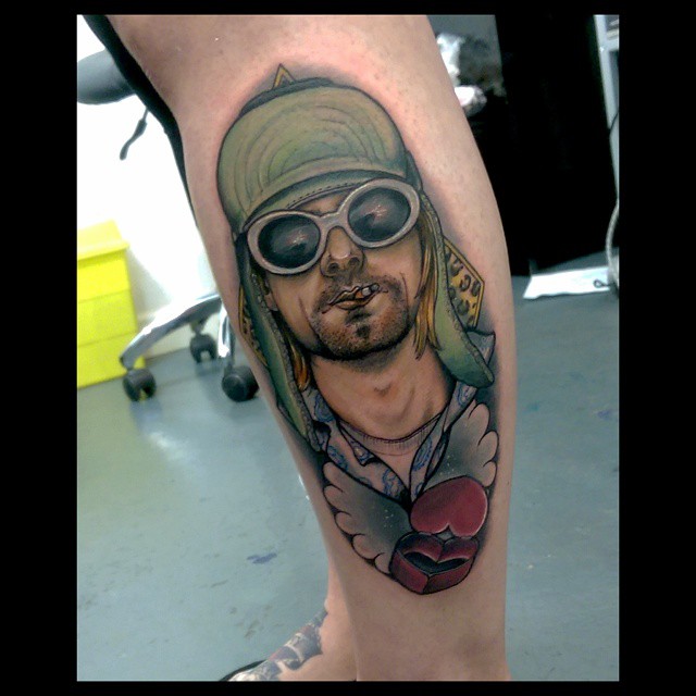 My Kurt tattoo since people are posting their tats Fresh  healed Done by  matsy  rNirvana