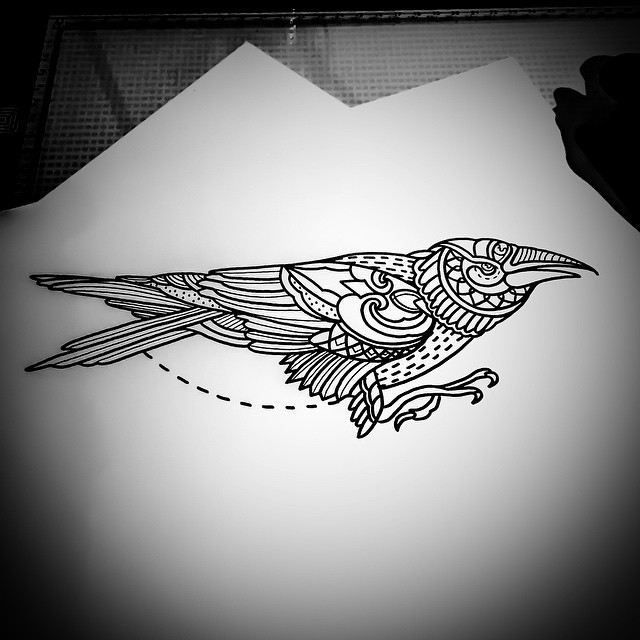 Mehendi Crow Tattoo Idea