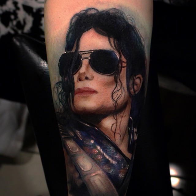 Realistic Michael Jackson Tattoo Portrait