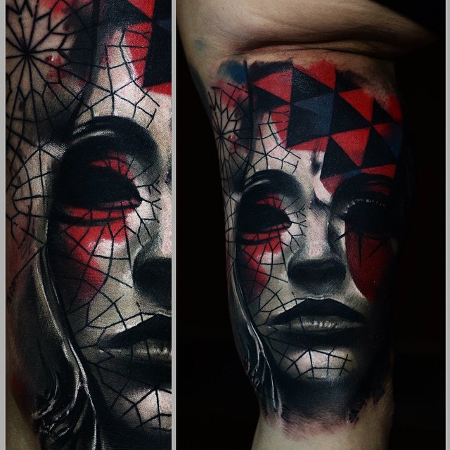 White Paint Face Tattoo on Arm