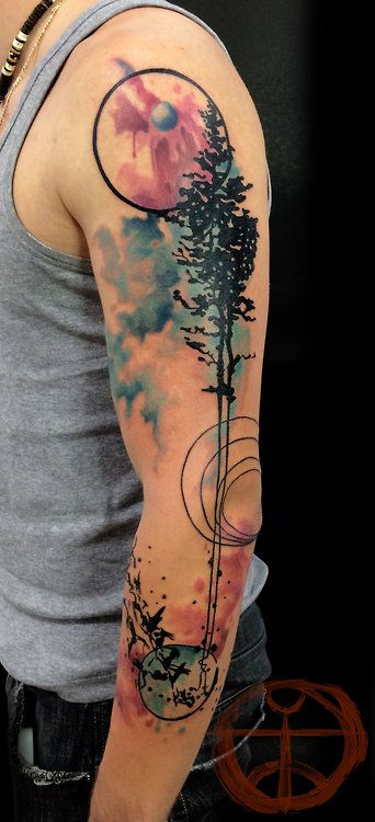 tree sleeve tattoo