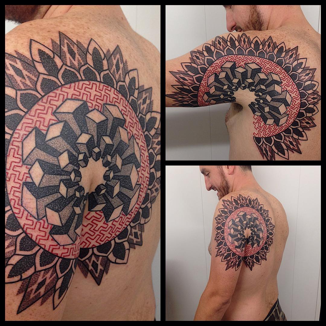 Geometry Mandala Back and Shoulder Tattoo