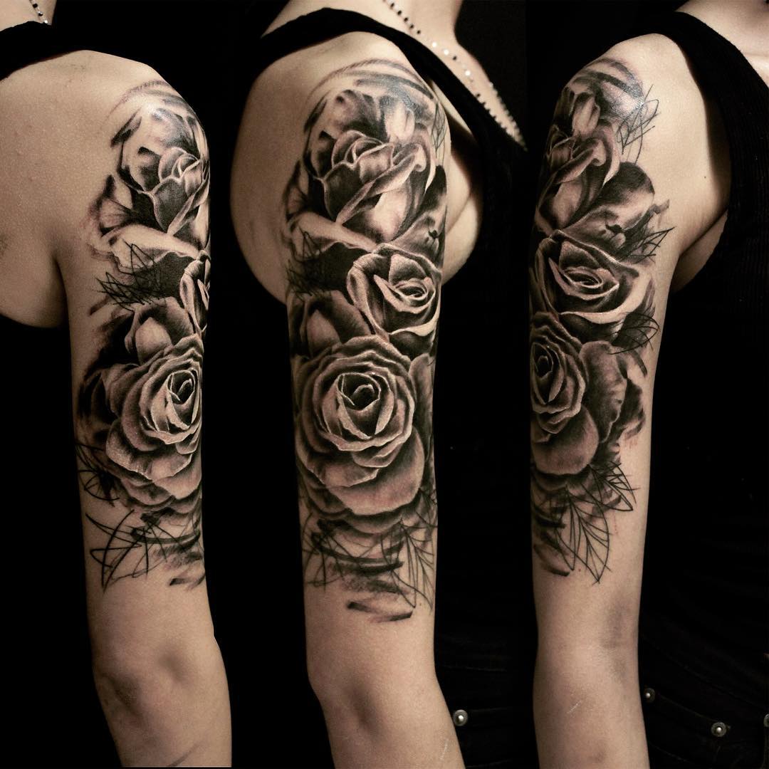 Graphic Roses on Shoulder Tattoo | Best Tattoo Ideas Gallery
