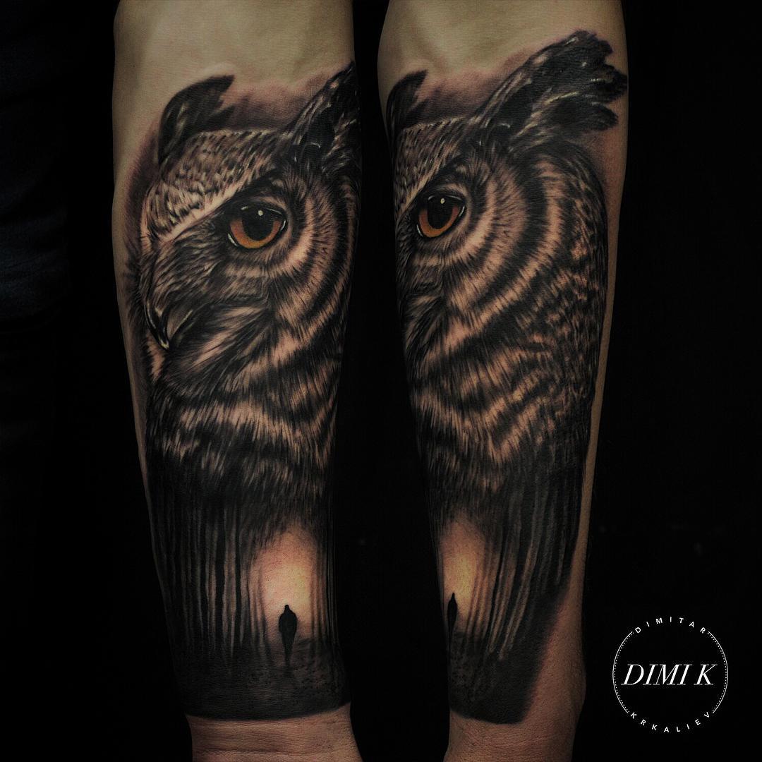 Lonely Forest Owl Tattoo