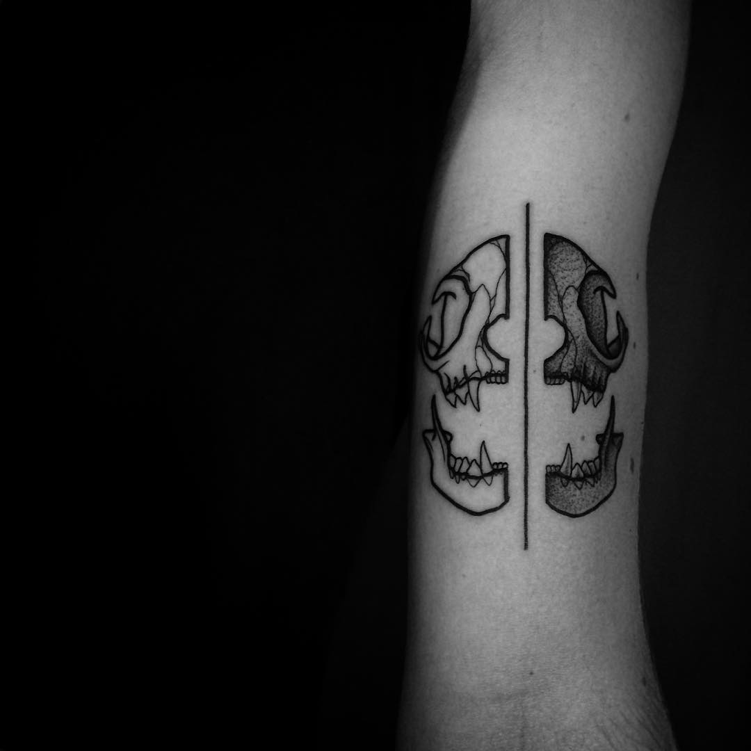 These Mirror Reflection Skulls by MXW Tattoo and both skulls are amazing. 