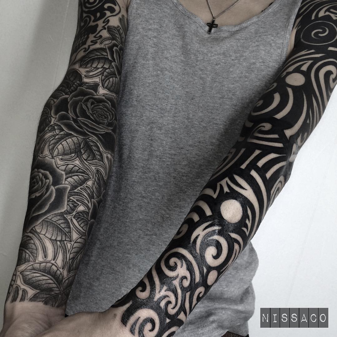 Blackwork Full Tattoo Sleeve