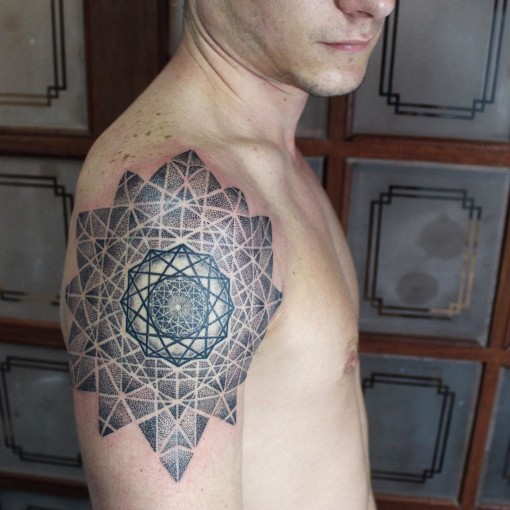 Complex Geometry Tattoo on Shoulder - Best Tattoo Ideas Gallery