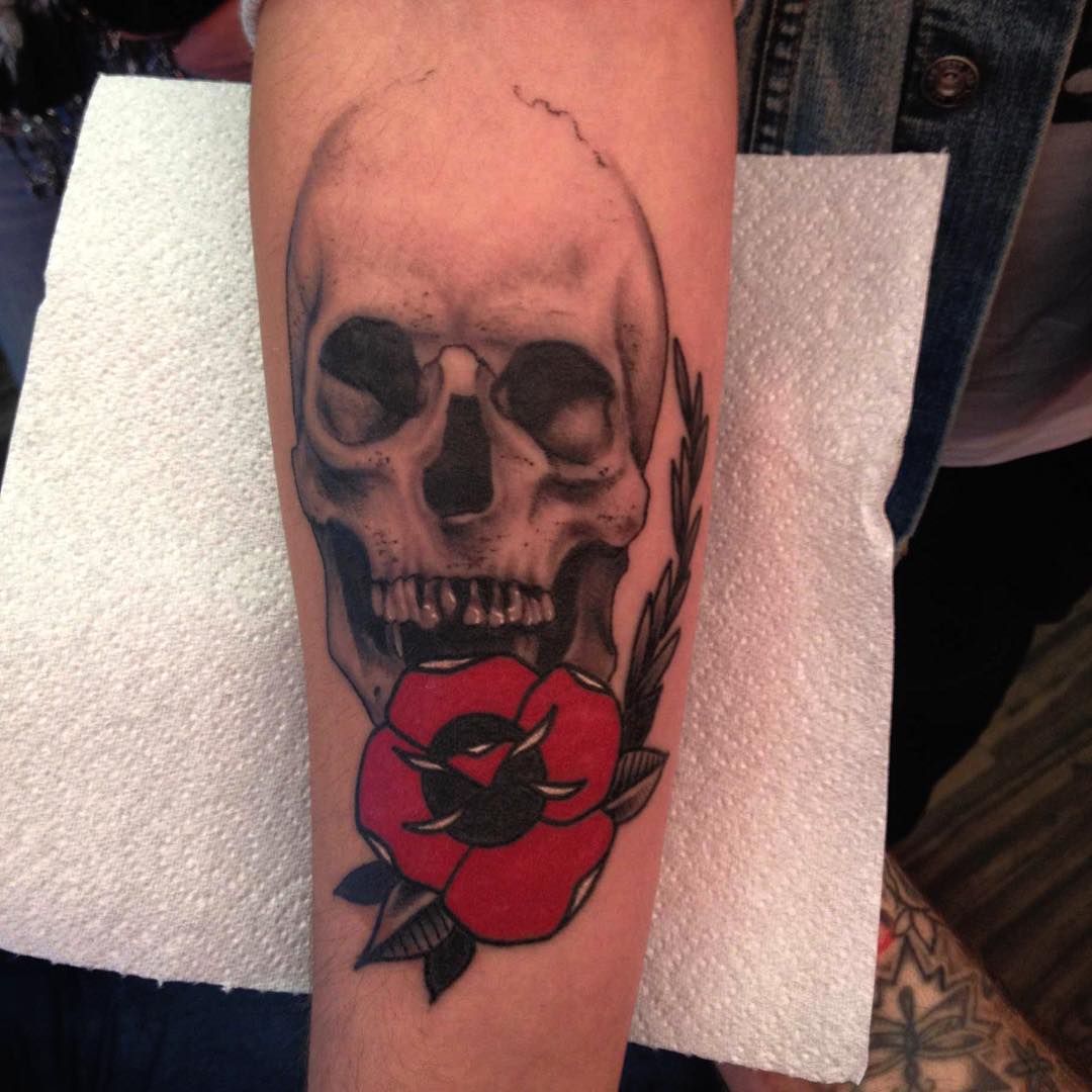 Skull with Roses by Scotty Parker  Tattoos