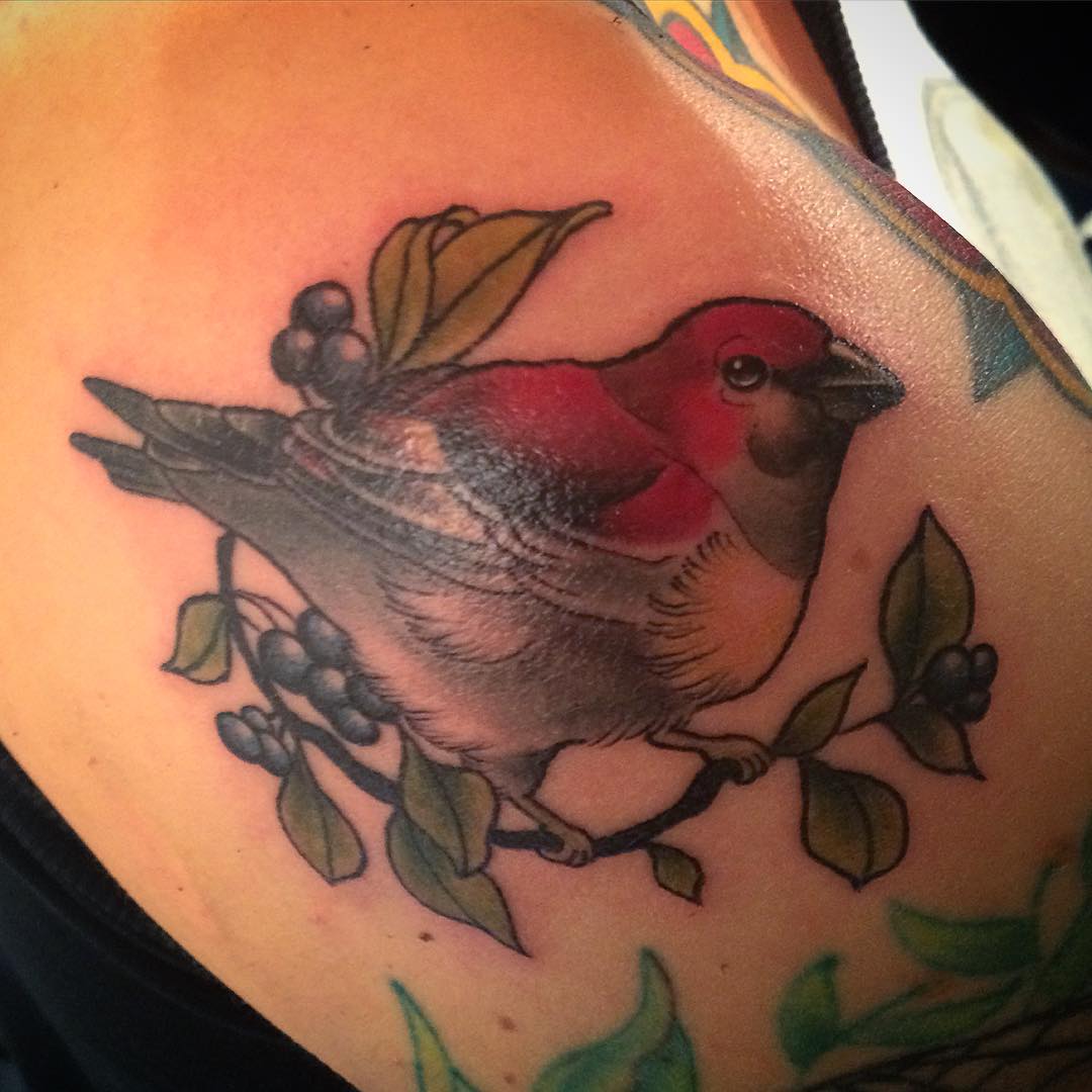 Cardinal Feather and Flower Tattoo | TikTok